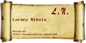 Lorenz Nikola névjegykártya